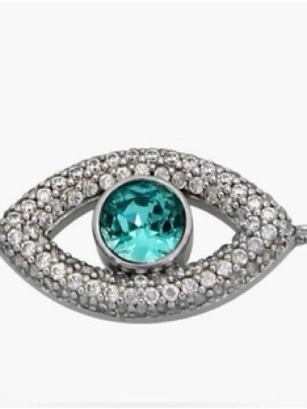Kurt Geiger London Silver Tone Evil Eye Bracelet with Teal Crystal - Picture 2 of 3